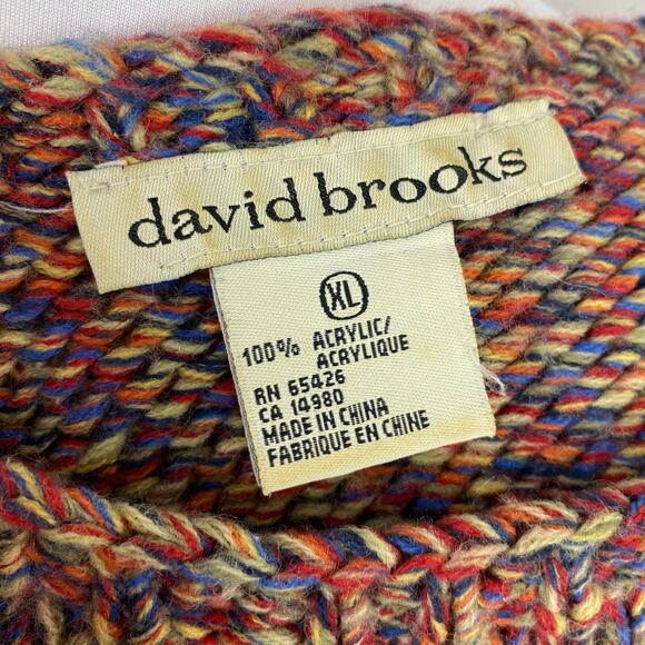 Vintage David Brooks Rainbow Marled Chunky Knit Mock Neck Sweater XL - Picture 6 of 6